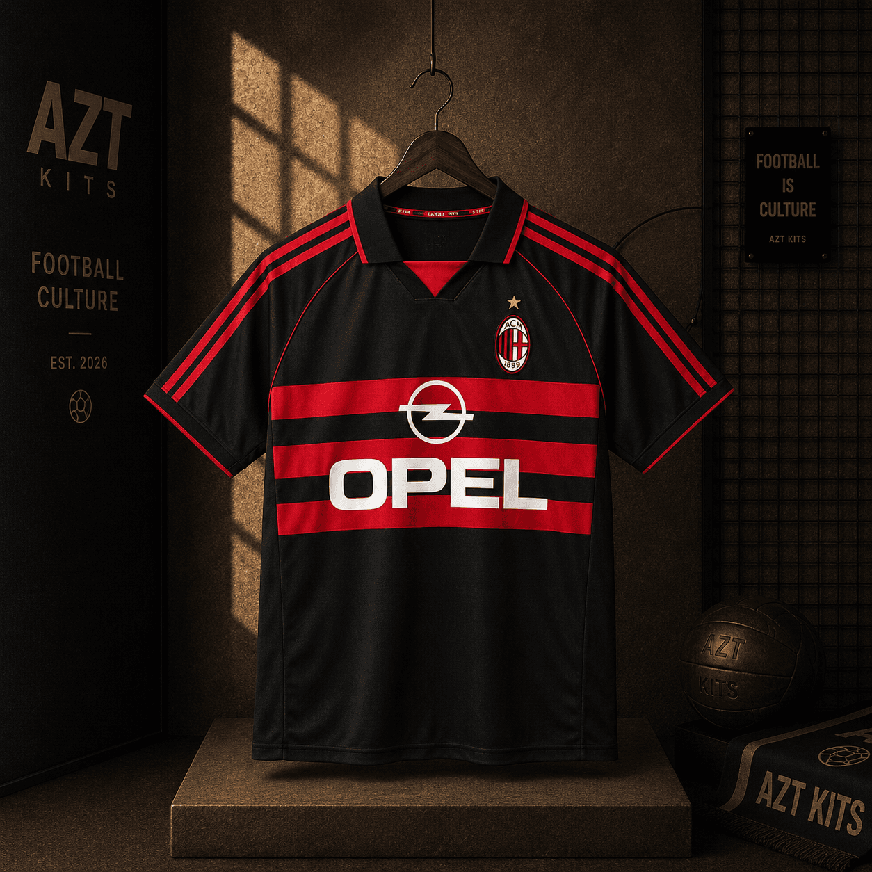 AC Milan 1999/00 Away Jersey — Maldini #3 Opel Black Edition
