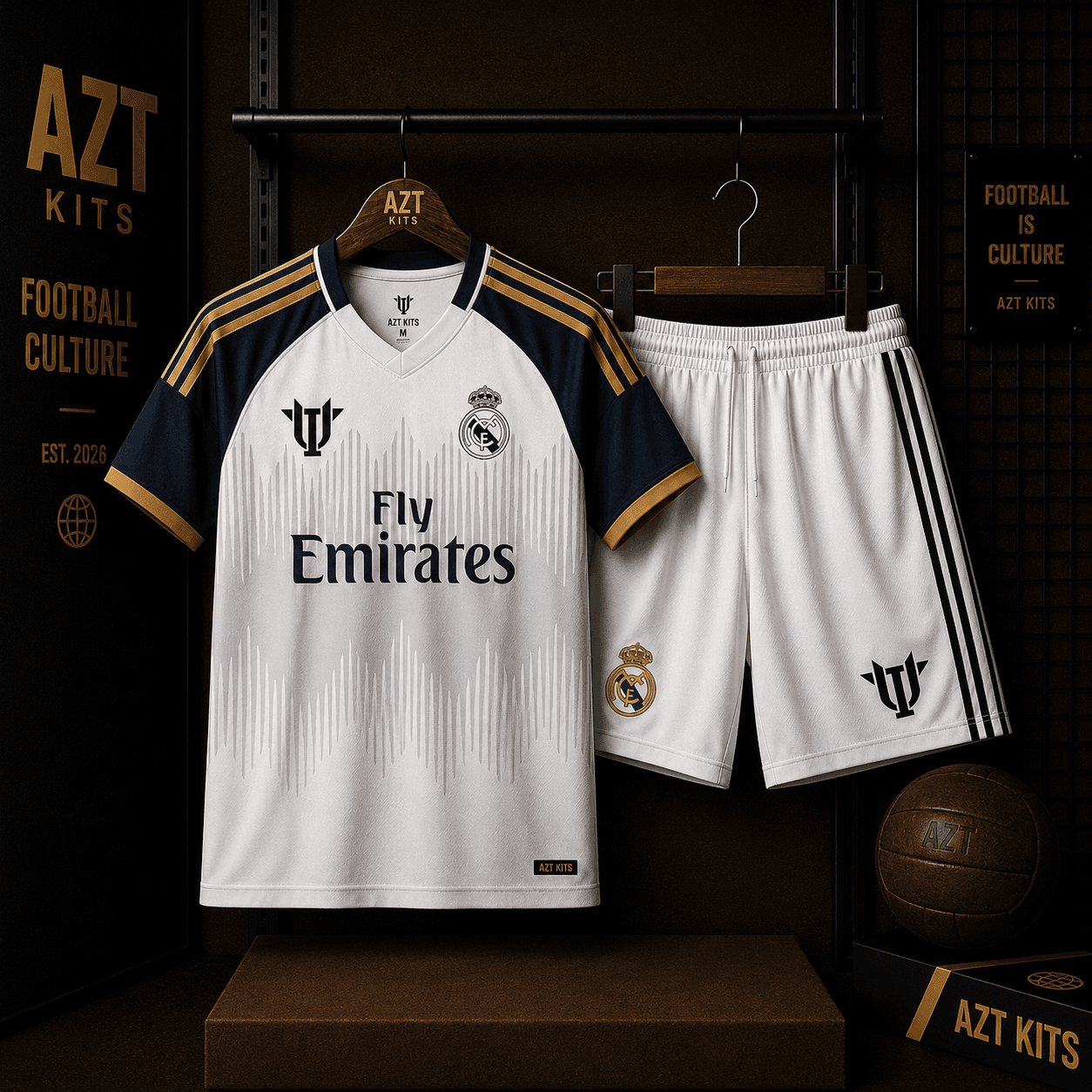 Real Madrid Concept Jersey — White Navy Gold Waveform Edition