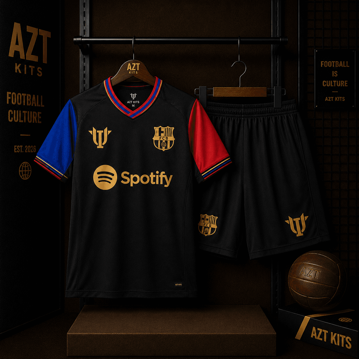 FC Barcelona Concept Jersey — Black Blue Red Contrast Edition