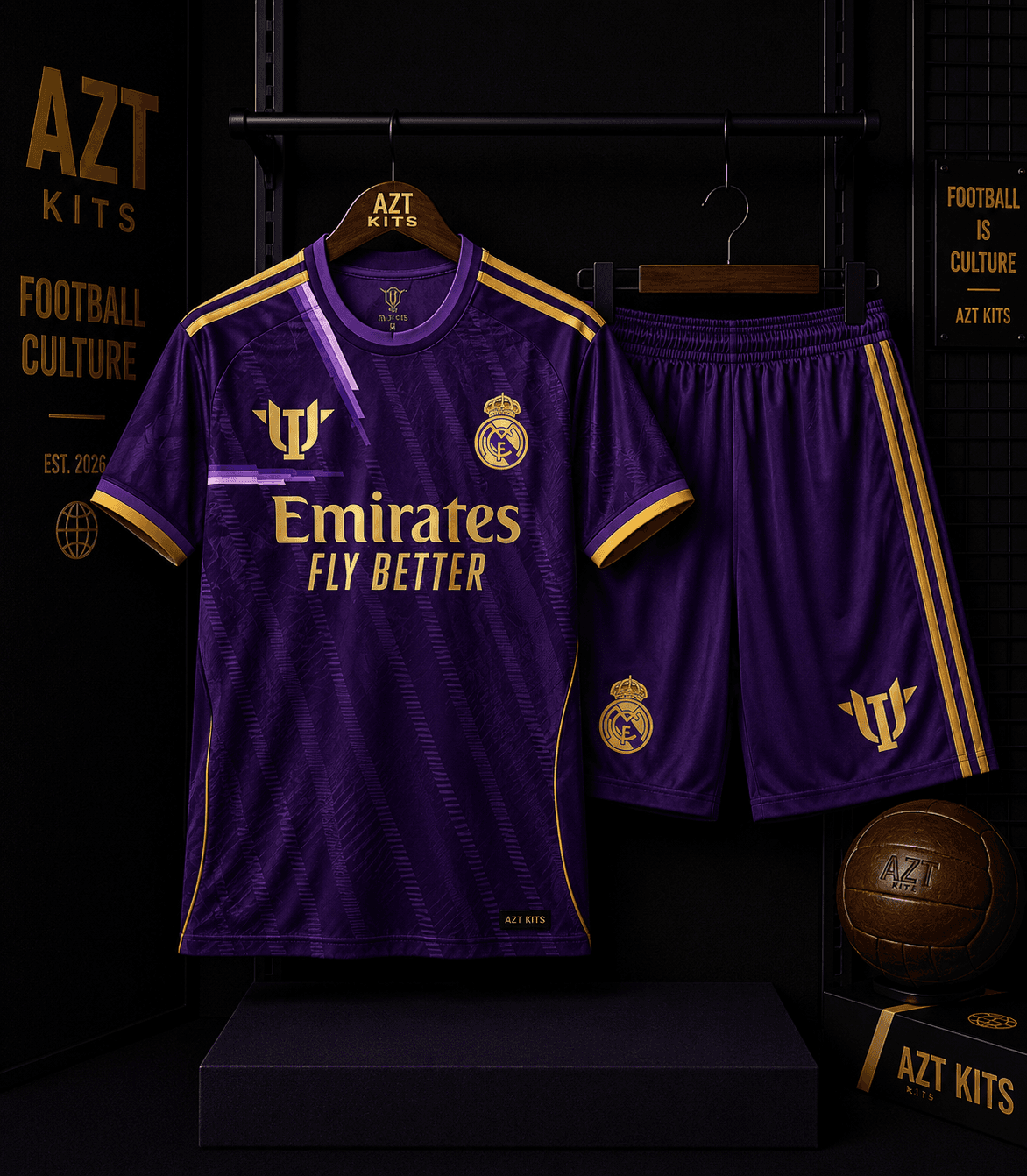 Real Madrid Concept Jersey — Purple Gold Diagonal Edition
